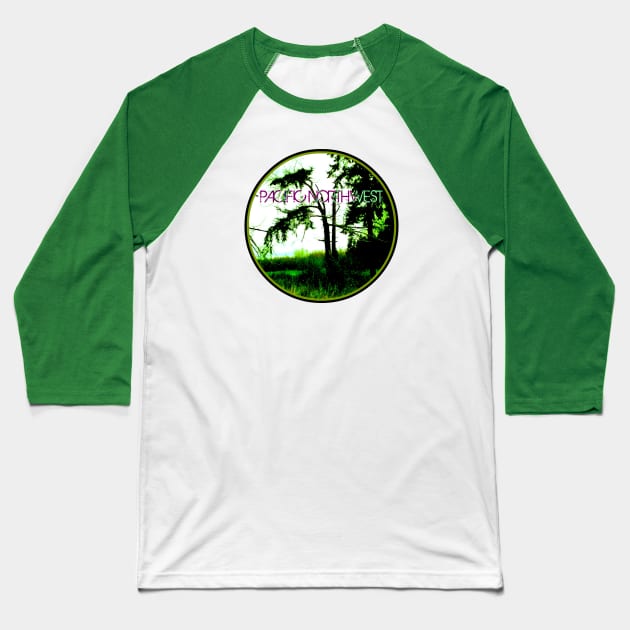 Pacific Northwest Green Trees Baseball T-Shirt by TheDaintyTaurus